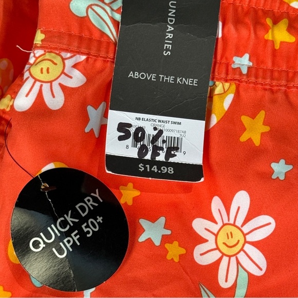 Orange Floral Men's Swim Trunks #148 - Picture 2 of 3